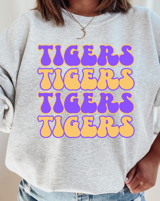TIGERS TIGERS TIGERS LSU Adult Graphic Crewneck Pullover