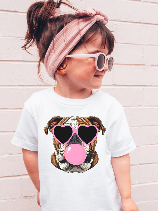 Bulldog Pink Bubble Georgia Toddler Graphic Tee