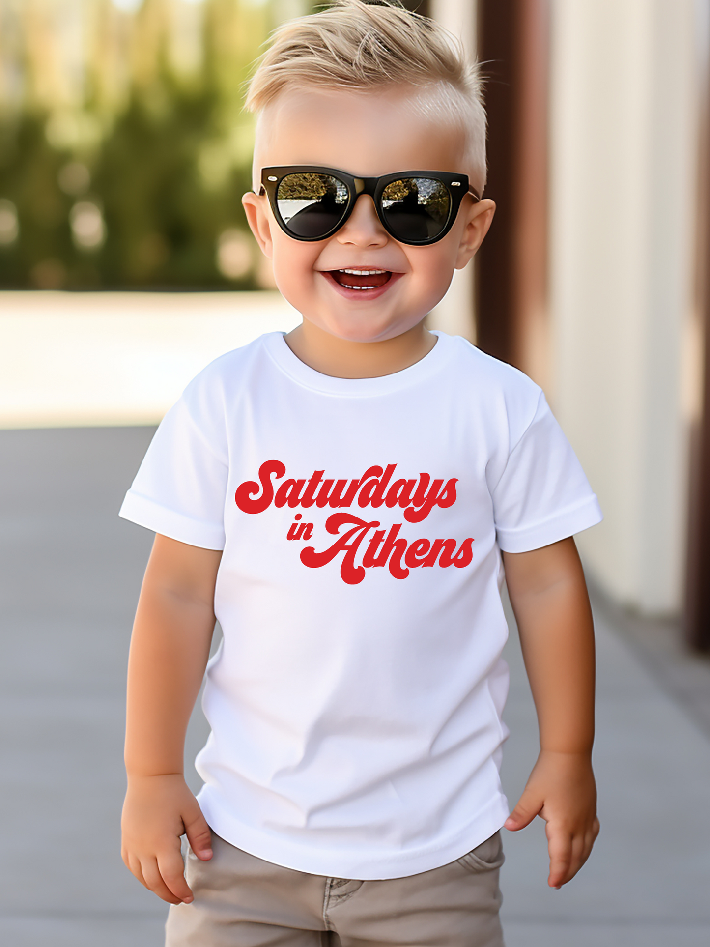 Saturday's In Athens Georgia Bubble Letters Toddler Graphic Tee