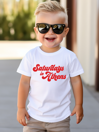 Saturday's In Athens Georgia Bubble Letters Toddler Graphic Tee