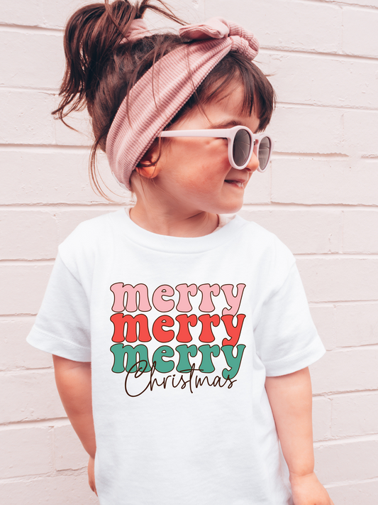 Merry Merry Merry Christmas Toddler Graphic Tee