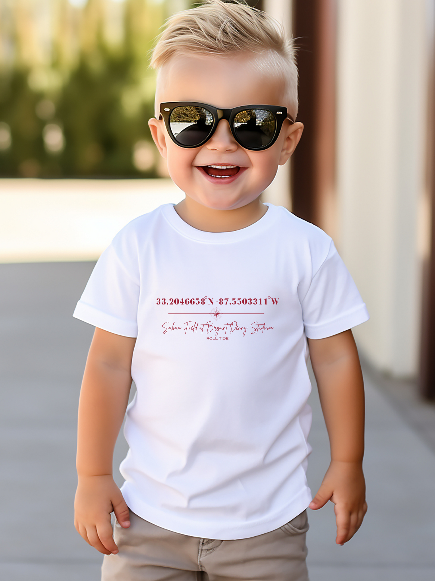 Saban Field at Bryant Denny Stadium Coordinates Alabama Toddler Graphic Tee