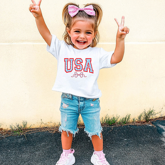 USA Coquette Bow Toddler Graphic Tee