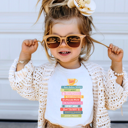 Stars Hollow Book Stack Gilmore Girls Toddler Graphic Tee
