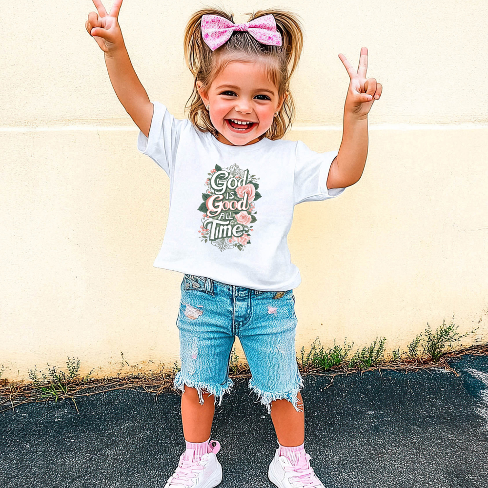 God Is Good All The Time Christian Toddler Graphic Tee