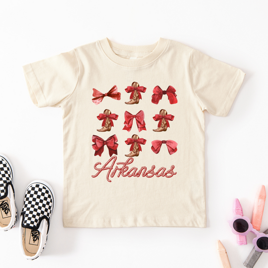 Arkansas Boots and Bows Toddler Graphic Tee