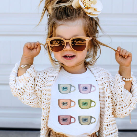 Luke's Colorful Coffee Cups Gilmore Girls Toddler Graphic Tee