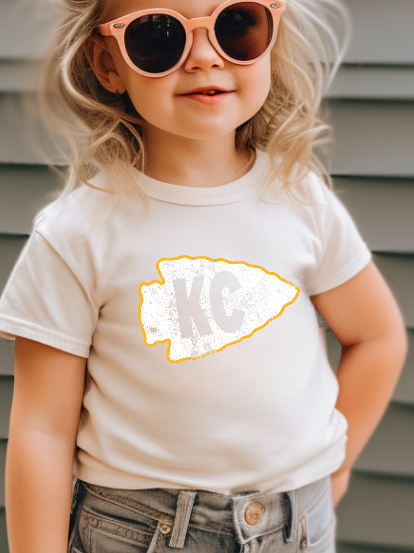 KC Arrowhead White Vintage Chiefs Toddler Graphic Tee