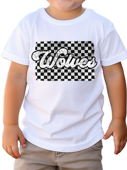 Retro Wolves Checkered Toddler Graphic Tee