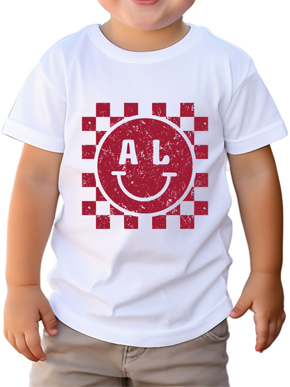 Alabama Checkerboard Smiley Distressed Toddler Graphic Tee