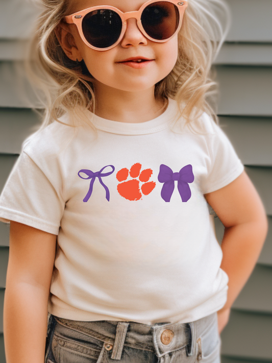Clemson Tigers Bows PURPLE Toddler Graphic Tee (PURPLE)