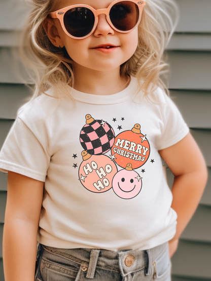 Pastel Christmas Ornaments Toddler Graphic Tee