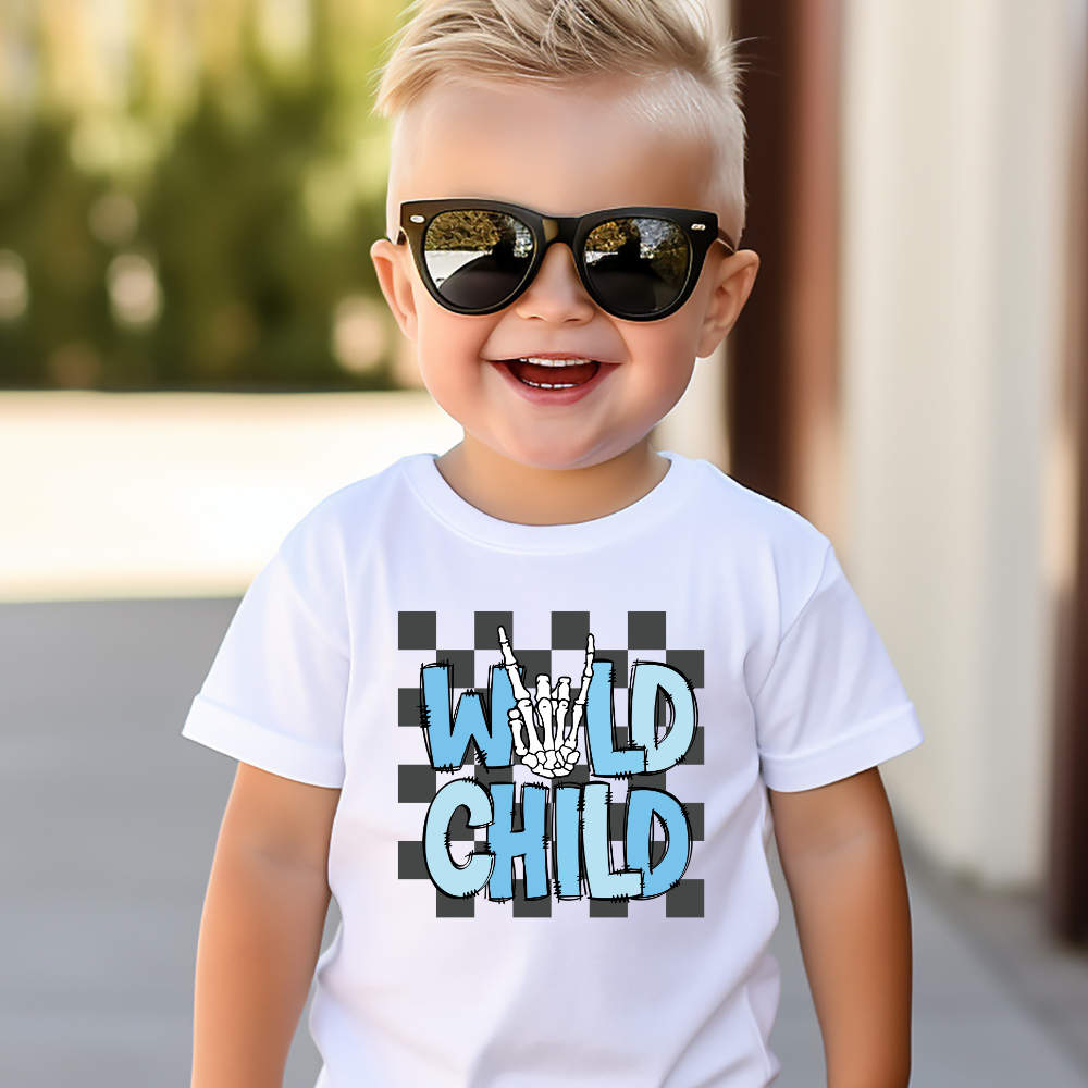 Wild Child Checkered Toddler Graphic Tee
