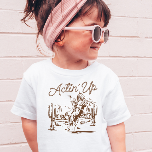 Acting Up Cowgirl Western Toddler Graphic Tee