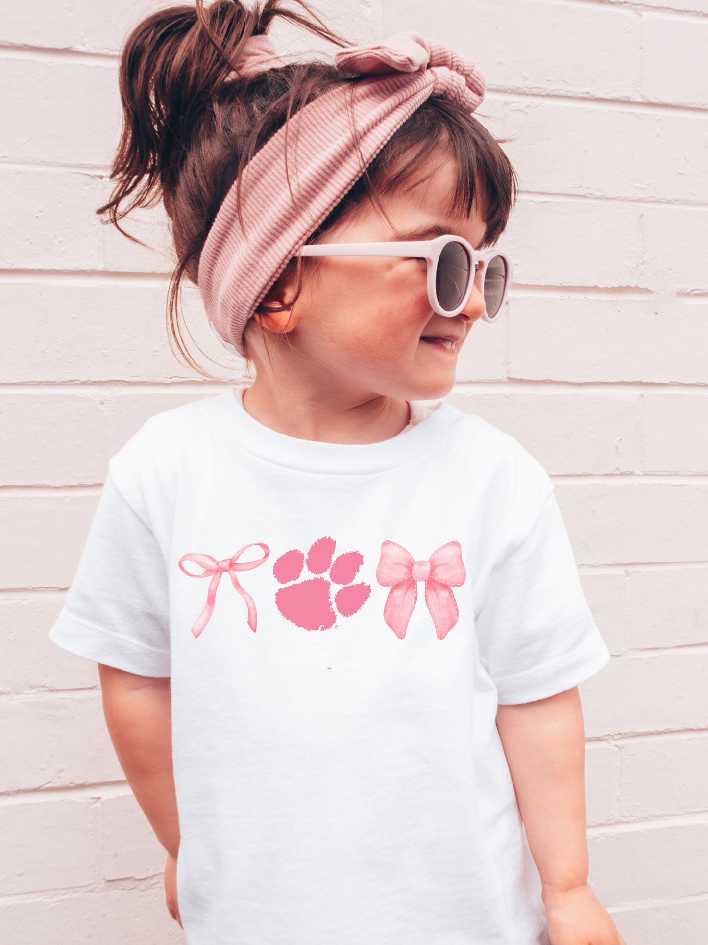 Clemson Tigers Bows PINK Toddler Graphic Tee (PINK)