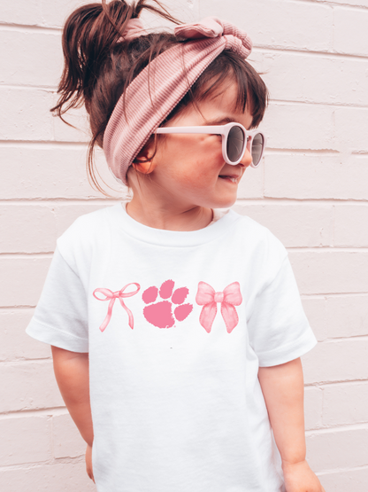 Clemson Tigers Bows PINK Toddler Graphic Tee (PINK)