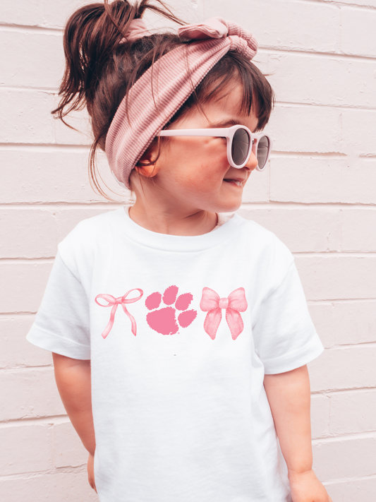 Clemson Tigers Bows PINK Toddler Graphic Tee (PINK)