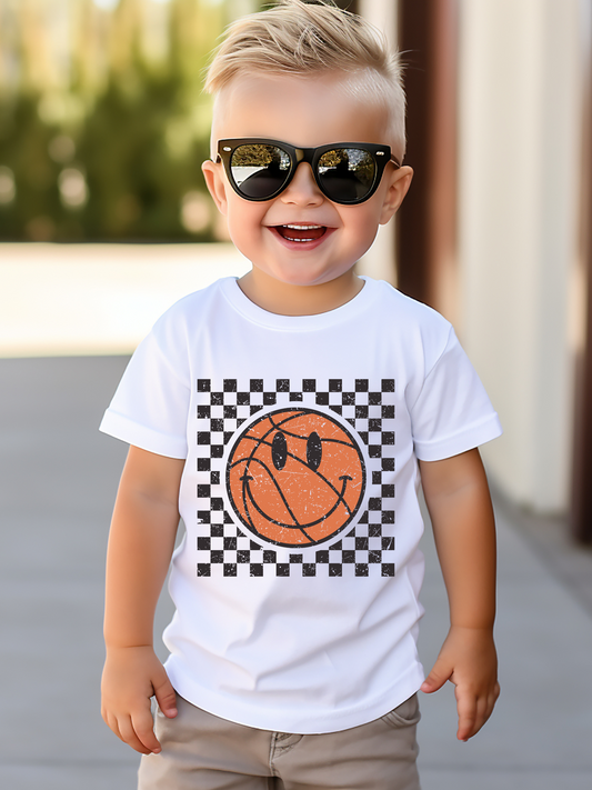 Checkered Distressed Basketball Toddler Graphic Tee