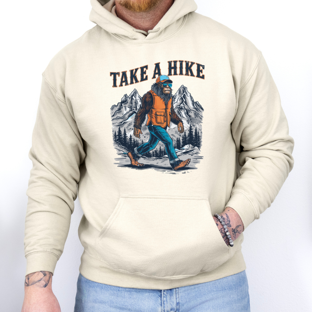 Take a Hike Bigfoot Outdoorsy Adult Graphic Hoodie