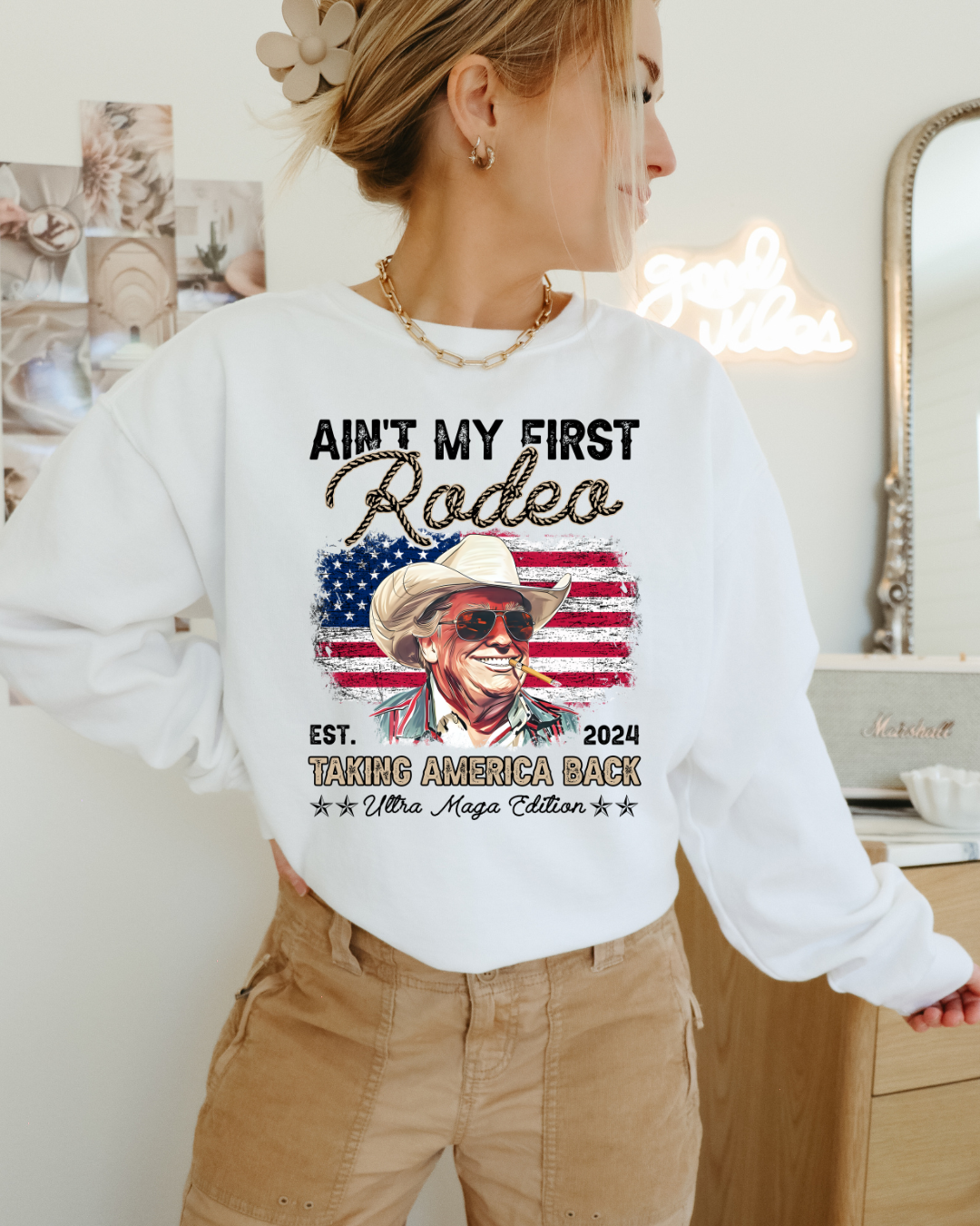Taking America Back Trump Adult Graphic Crewneck Pullover