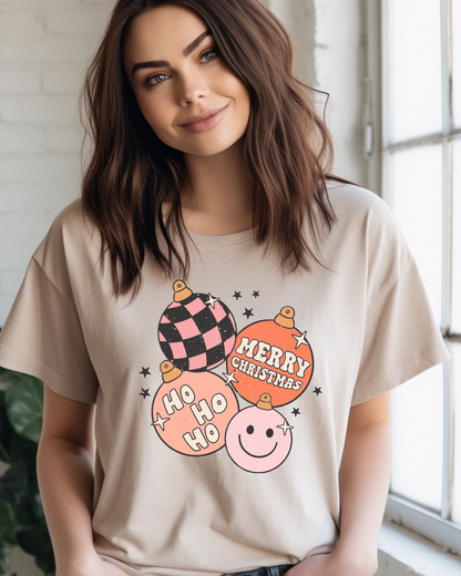 Pastel Christmas Ornaments Adult Graphic Tee