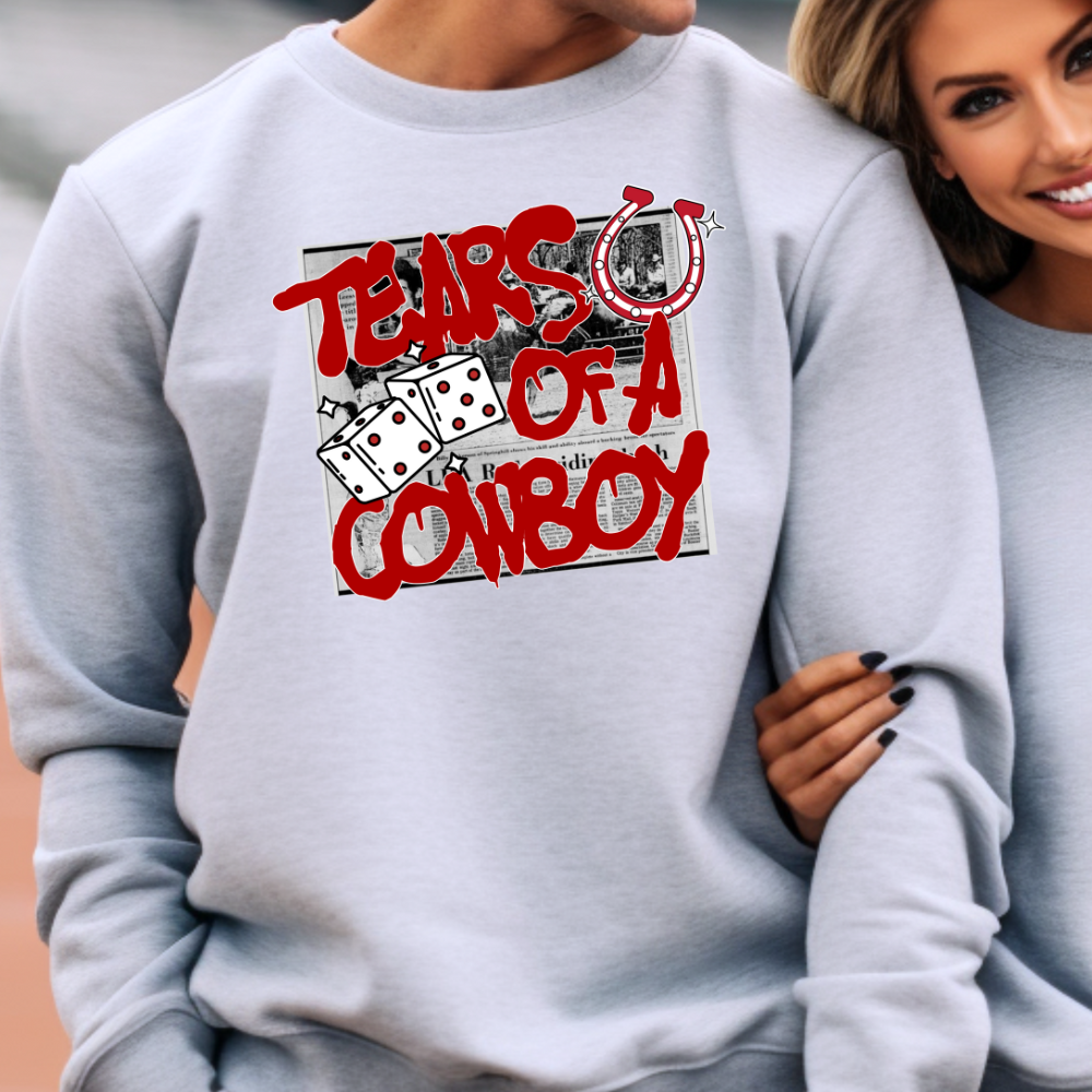 Tears Of A Cowboy Western Adult Graphic Crewneck Pullover