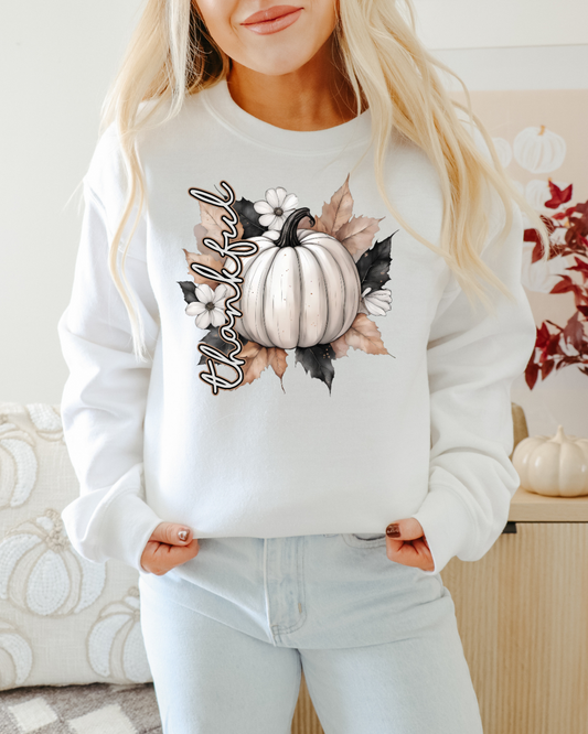 Thankful Pumpkin Adult Graphic Crewneck Pullover