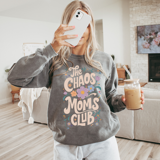 The Chaos Moms Club Adult Graphic Crewneck Pullover