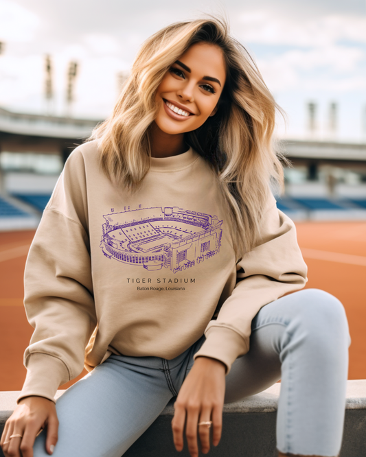 Tiger Stadium LSU Adult Crewneck Pullover