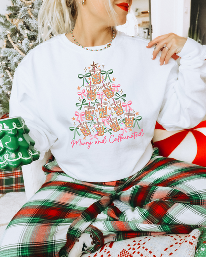 To Be Jolly & Caffeinated Christmas Adult Graphic Crewneck Pullover