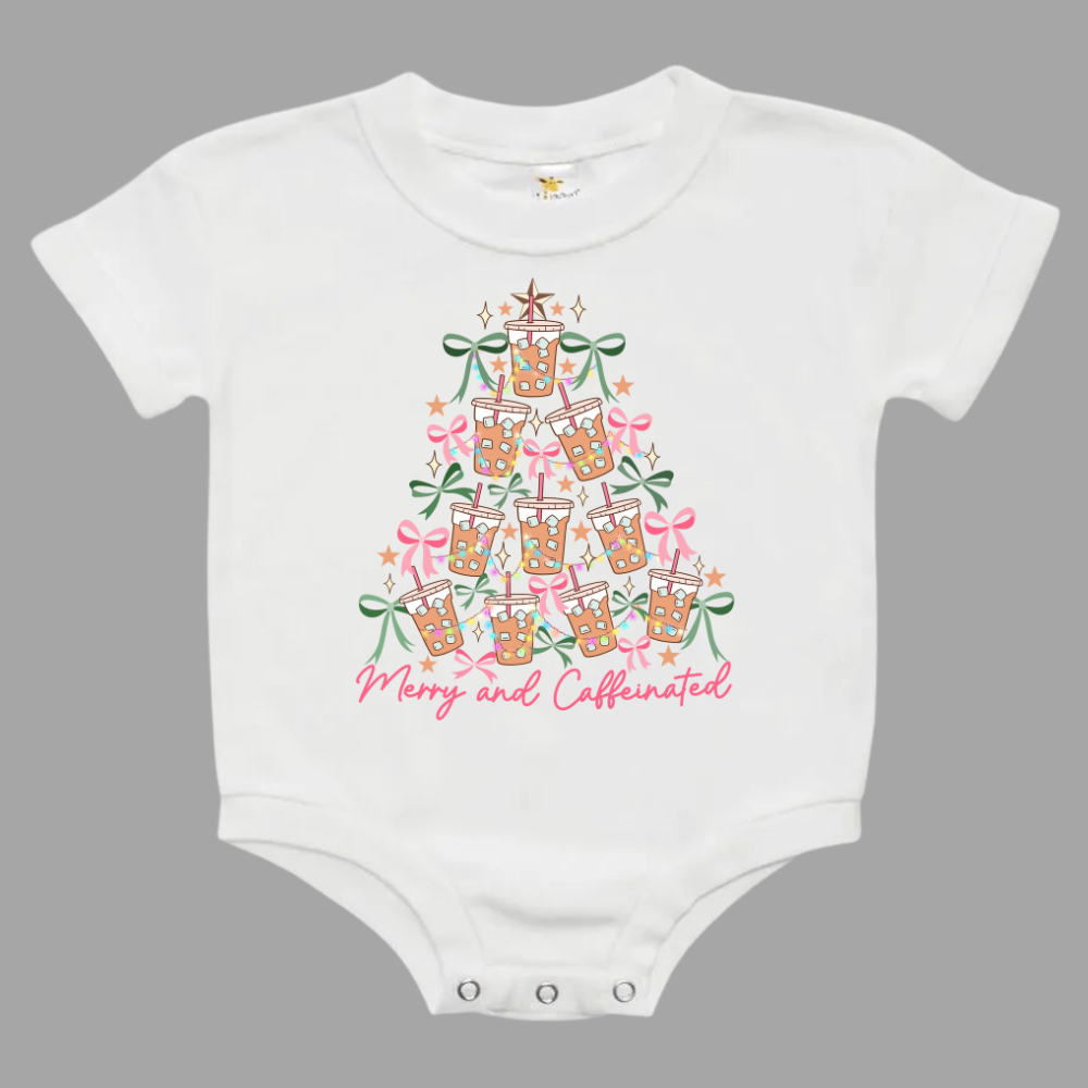 To Be Jolly & Caffeinated Christmas Baby Bubble Romper