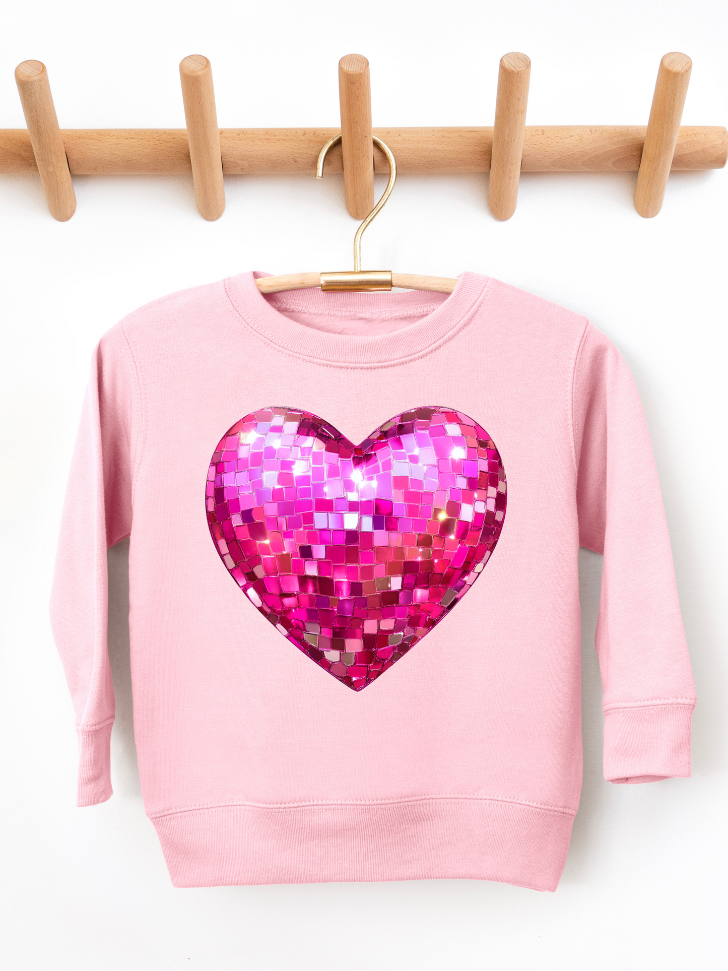 Pink Disco Heart Valentines Toddler Graphic Sweatshirt