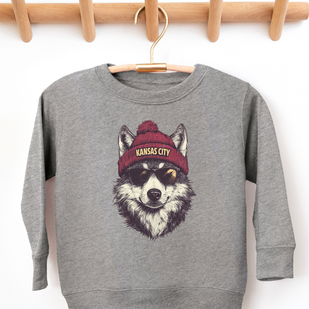 Kansas City Chiefs Wolf Beanie Toddler Graphic Sweatshirt