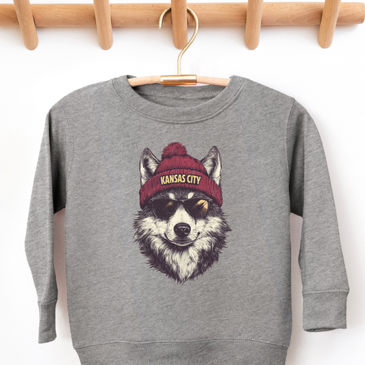 Kansas City Chiefs Wolf Beanie Toddler Graphic Sweatshirt