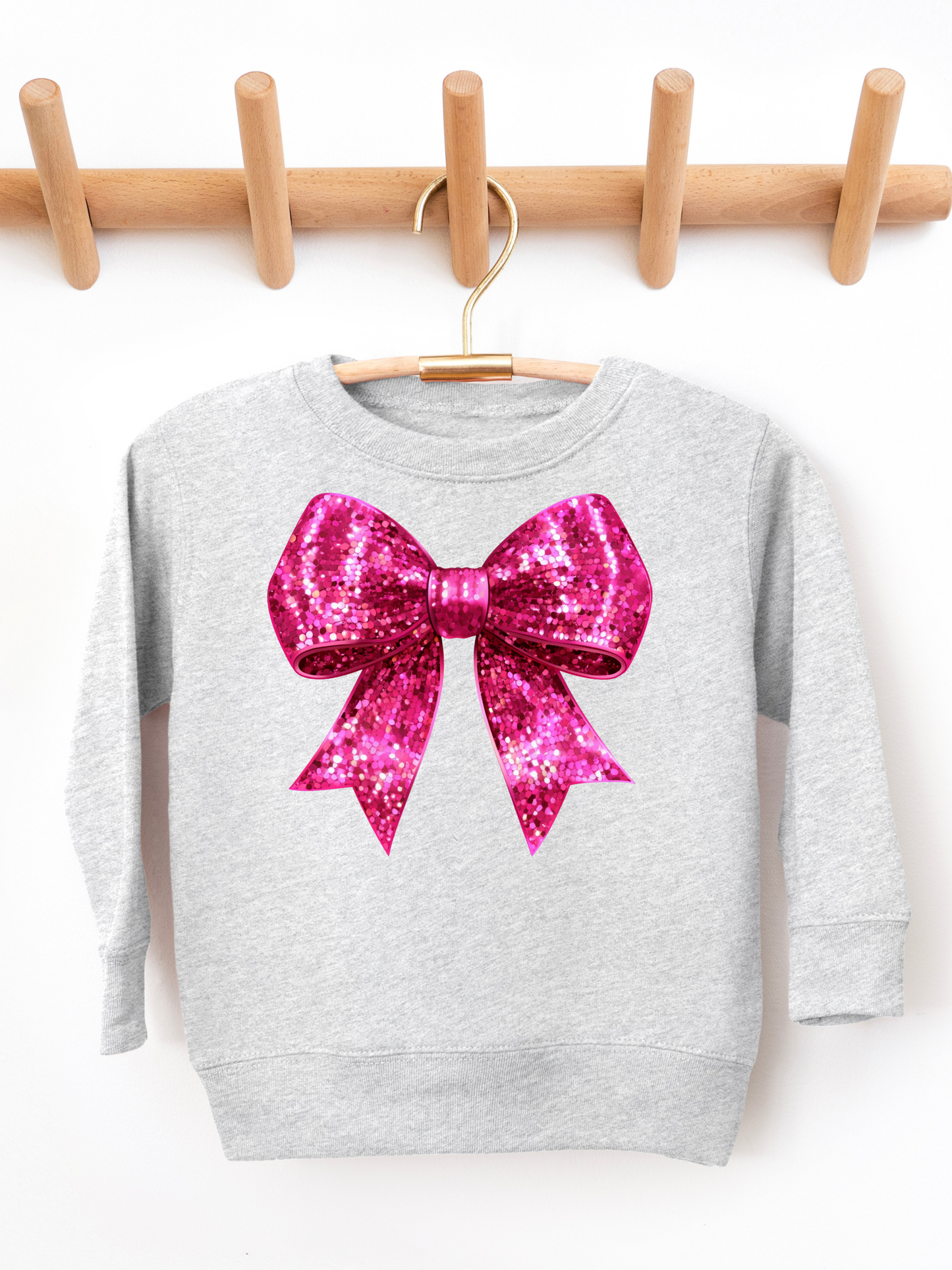Pink Disco Coquette Bow Valentines Toddler Graphic Sweatshirt
