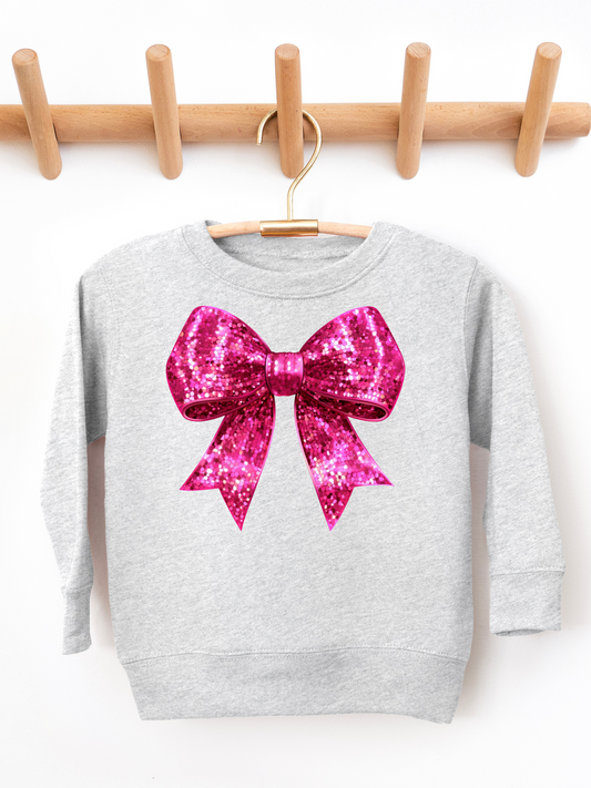 Pink Disco Coquette Bow Valentines Toddler Graphic Sweatshirt
