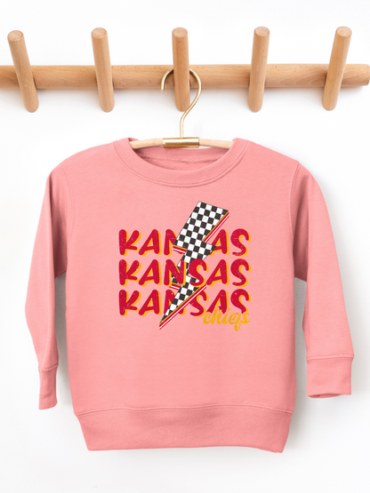 Kansas City Chiefs Lightning Bolt Toddler Graphic Sweatshirt