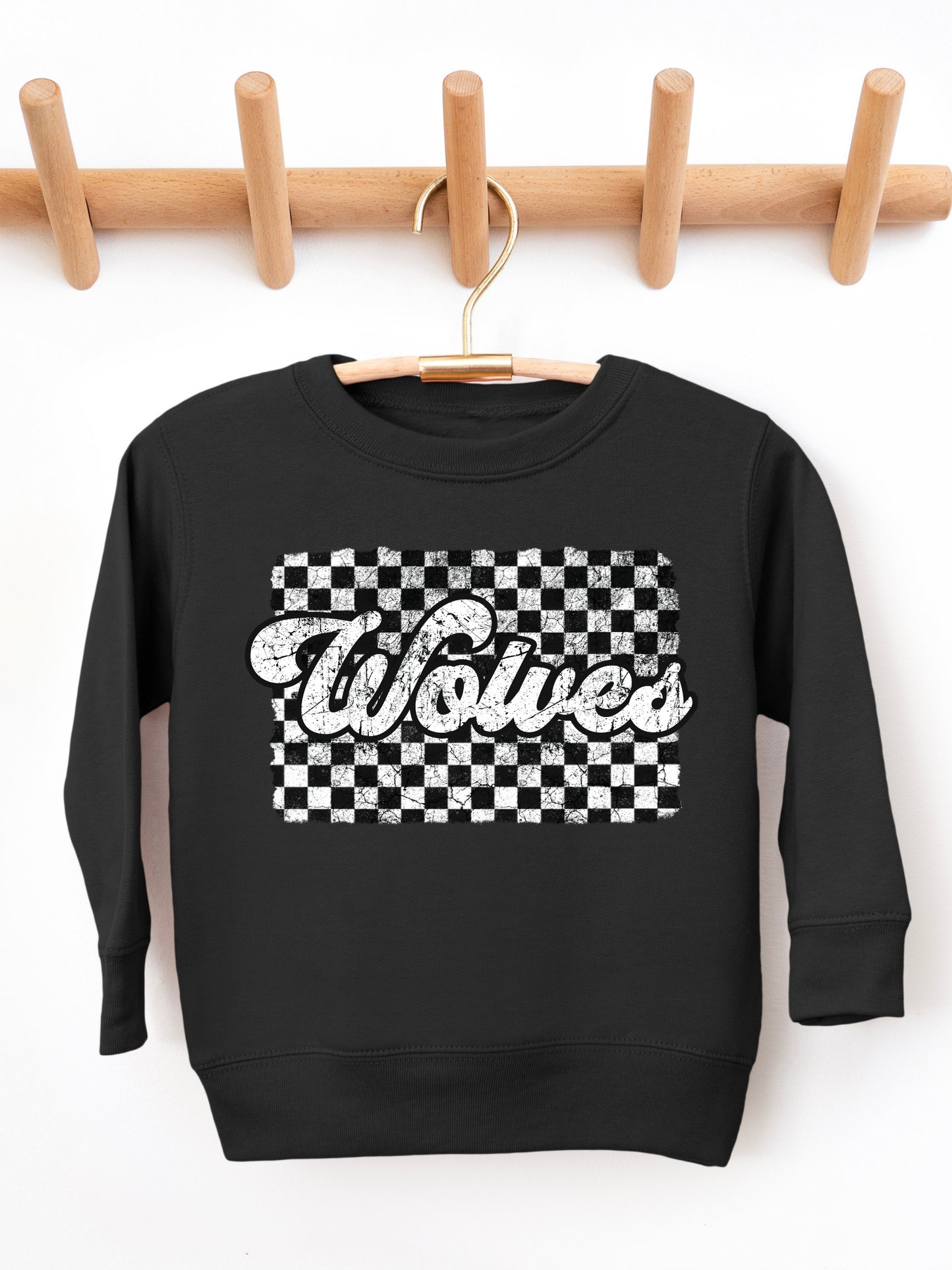 Retro Wolves Checkered Toddler Graphic Sweatshirt