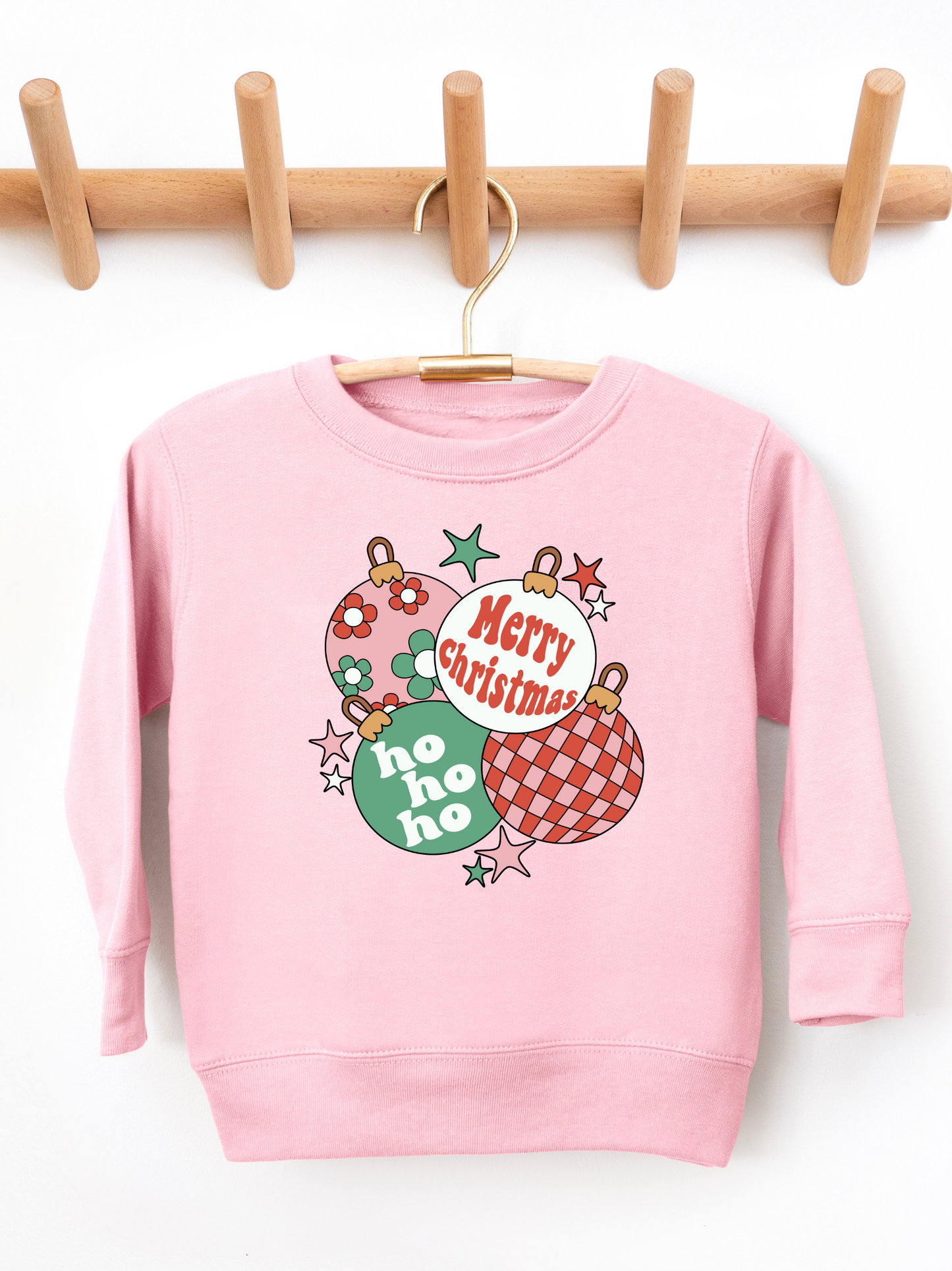 Retro Christmas Ornaments Toddler Graphic Sweatshirt