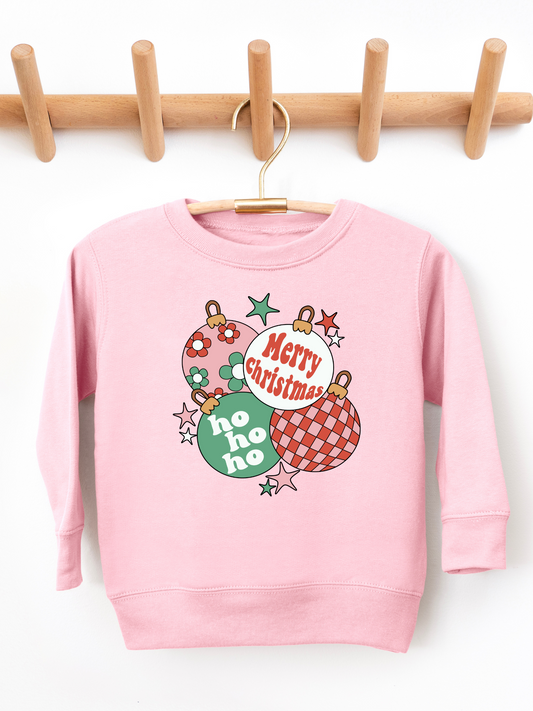 Retro Christmas Ornaments Toddler Graphic Sweatshirt