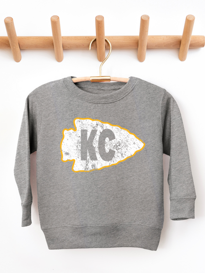 KC Arrowhead White Vintage Chiefs Toddler Graphic Sweatshirt