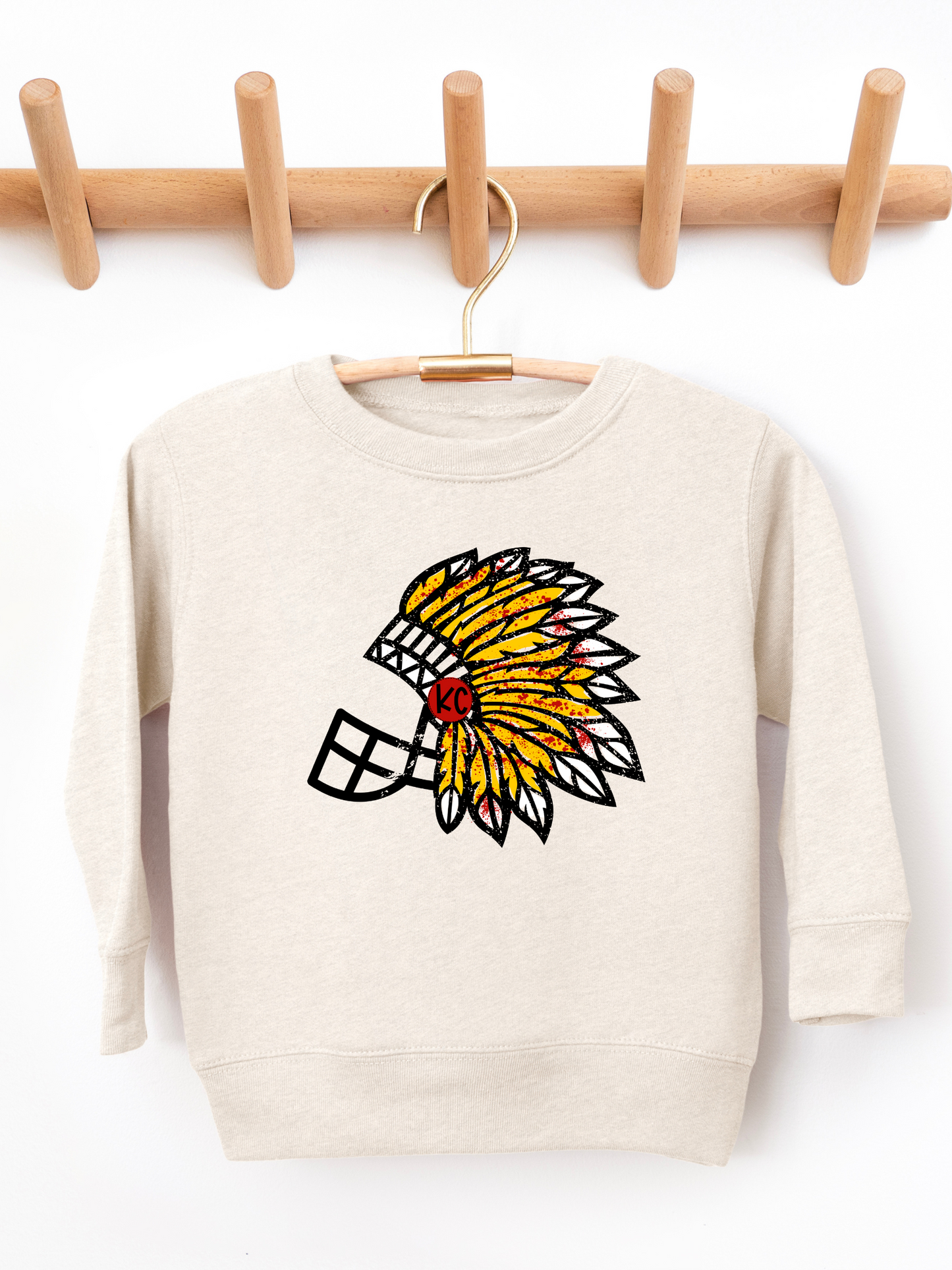 Kansas City Chiefs Headdress Helmet Toddler Graphic Sweatshirt