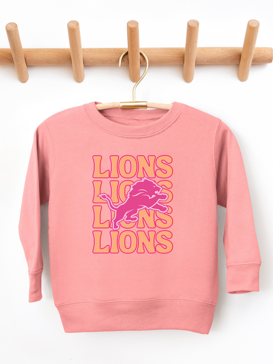 Pink and Orange Detroit Lions Toddler Graphic Sweatshirt