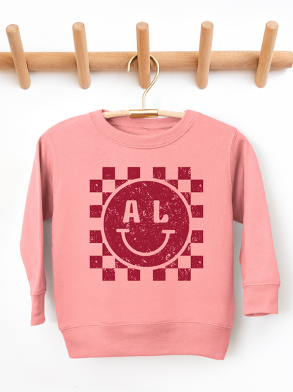 Alabama Checkerboard Smiley Distressed Toddler Graphic Sweatshirt