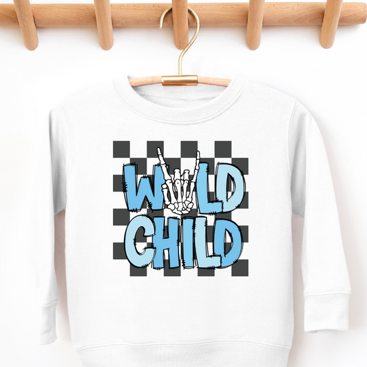 Wild Child Checkered Toddler Graphic Sweatshirt