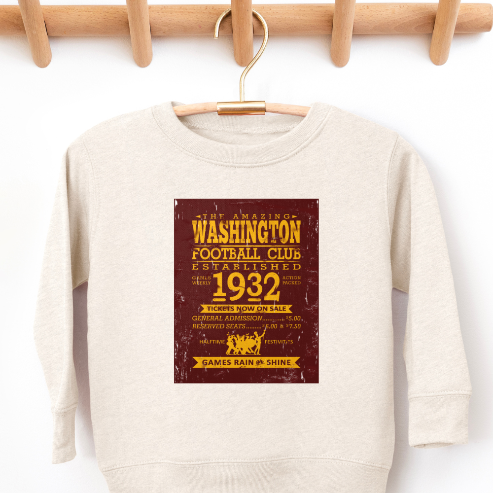 Washington Football Club Ticket Toddler Graphic Sweatshirt