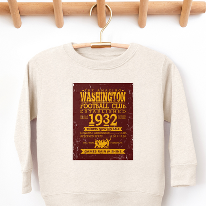Washington Football Club Ticket Toddler Graphic Sweatshirt
