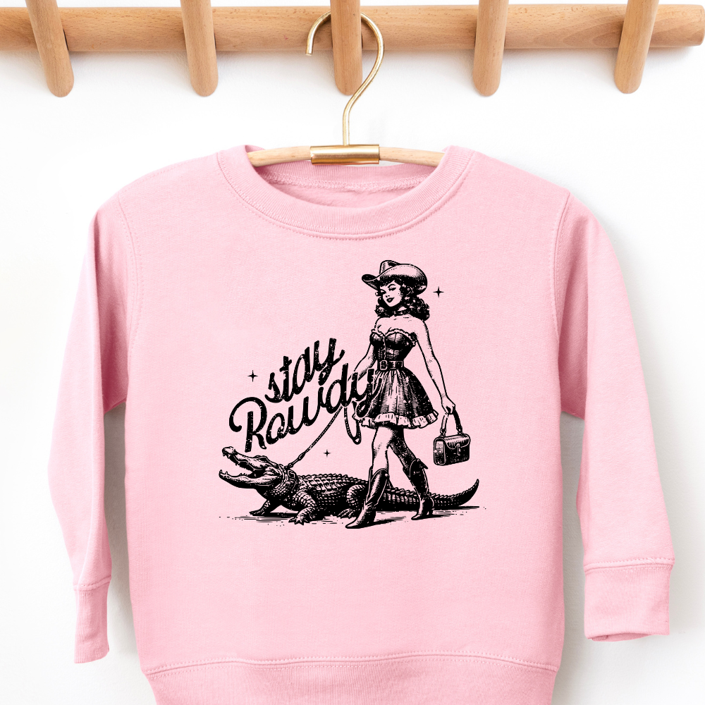 Stay Rowdy Distressed Western Toddler Graphic Sweatshirt