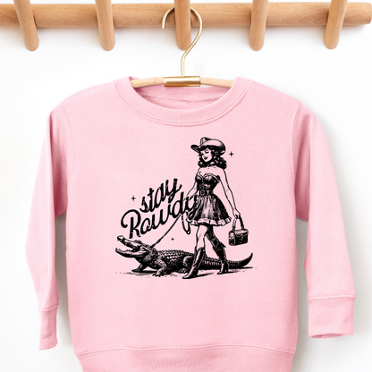 Stay Rowdy Distressed Western Toddler Graphic Sweatshirt