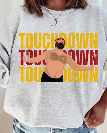 Touchdown Shirtless Jason Kelce Chiefs NFL X Taylor Adult Graphic Crewneck Pullover